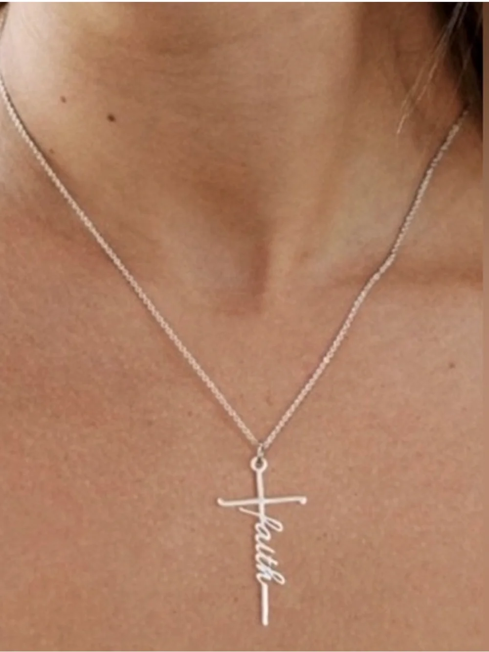 💙Faith Silver Cross Pendant Necklace